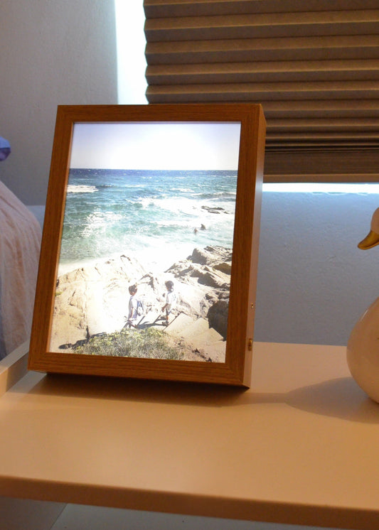 Cadre photo lumineux en bois format A5